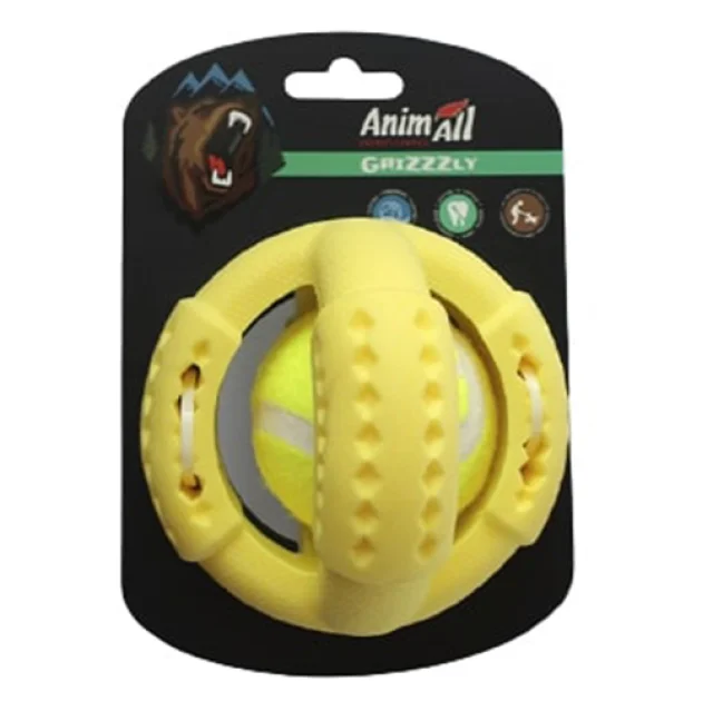 Игрушка AnimAll GrizZzly для собак, теннисный мяч, желтый, 11.2 см