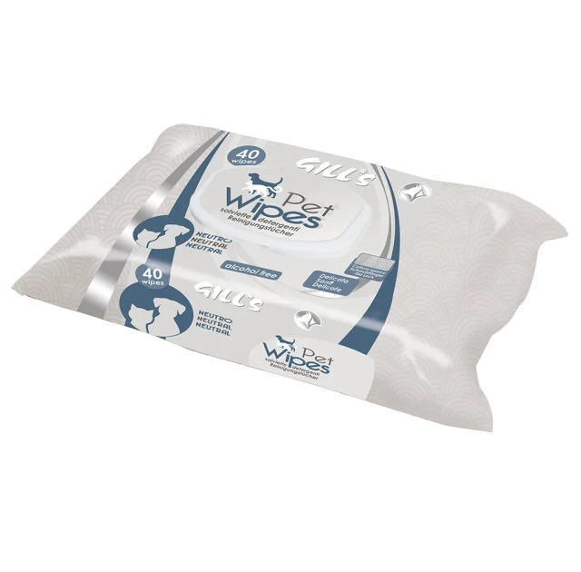 Вологі серветки Croci Gill's Neutral для котів  і собак, без запаху, 40 шт