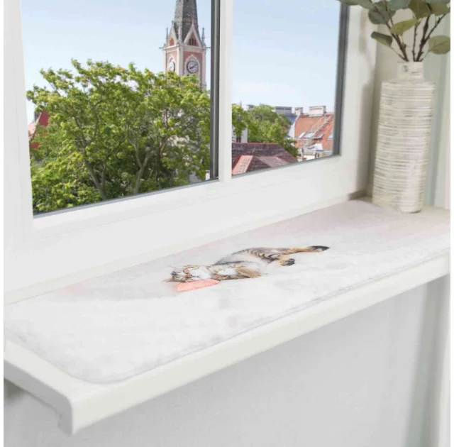 Мат на підвіконня Trixie Nani для котів, принт сплячий кіт, сірий, 90×28 см