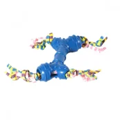Игрушка кость Fox TPR для собак, рифленая, с полосатыми грейферами, 16.5×15 см