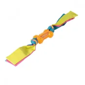 Игрушка кость Fox TPR для собак, шипованная, нейлоновыми с лентами, 11×44.5 см