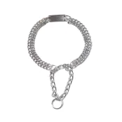 Цепь-ошейник Fox двухрядный, для собак, с пластиной, металлик, 2.0 мм×35 см
