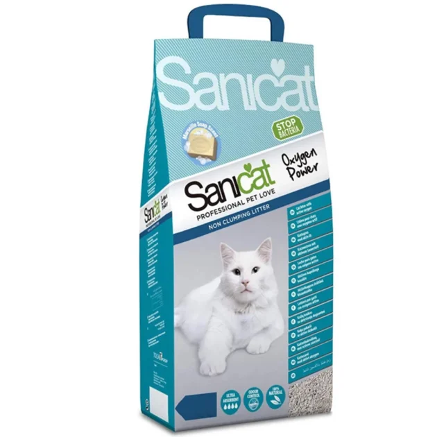 Вбираючий наповнювач Sanicat Clean Oxygen для котячого туалету, з активним киснем, 2 л