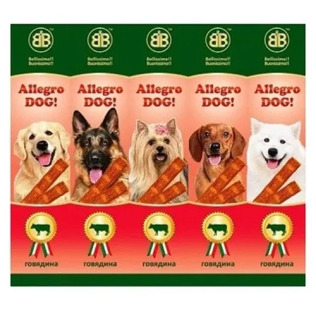 Колбаски B&B Allegro Dog для собак, со вкусом говядины, 5×10 г