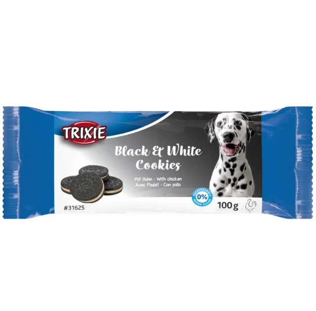 Ласощі Trixie Black & White для собак, печиво зі смаком курки, 100 г, 4 шт