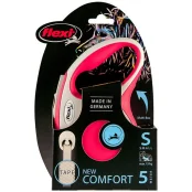 Поводок-рулетка Flexi New Comfort S для собак до 15 кг, 5 м, лента, красный