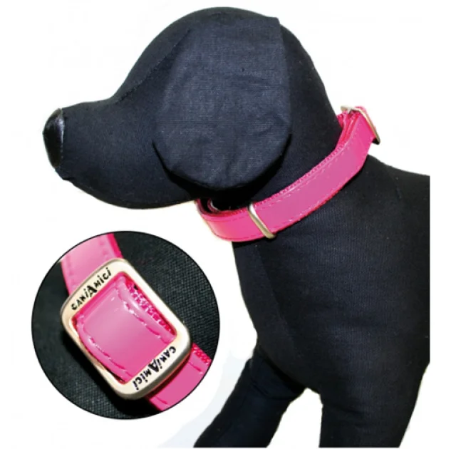 Нашийник Croci Leatherette для собак, екошкіра/нейлон, рожевий, 20-30×1 см