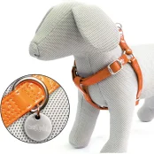 Шлея Croci Leatherette для собак, екошкіра/нейлон, помаранчевий, 50-75×2 см