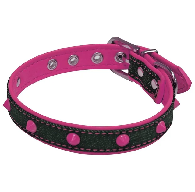 Нашийник Croci Fluo Jeans для собак, екошкіра/джинс, рожевий, 2×40 см