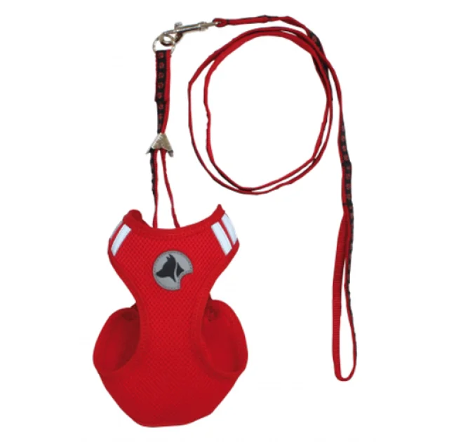 Набор Croci Hiking Parure для собак, шлея+поводок, нейлон, размер S, красный, 20-23 см/29-35 см