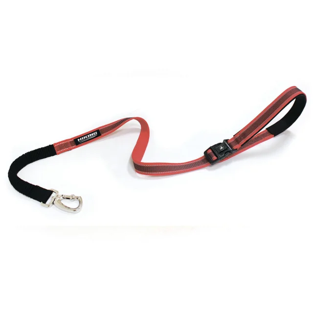 Повідець Croci Hiking AntiShock для собак, регульований, нейлон, червоний, 1.5×120 см
