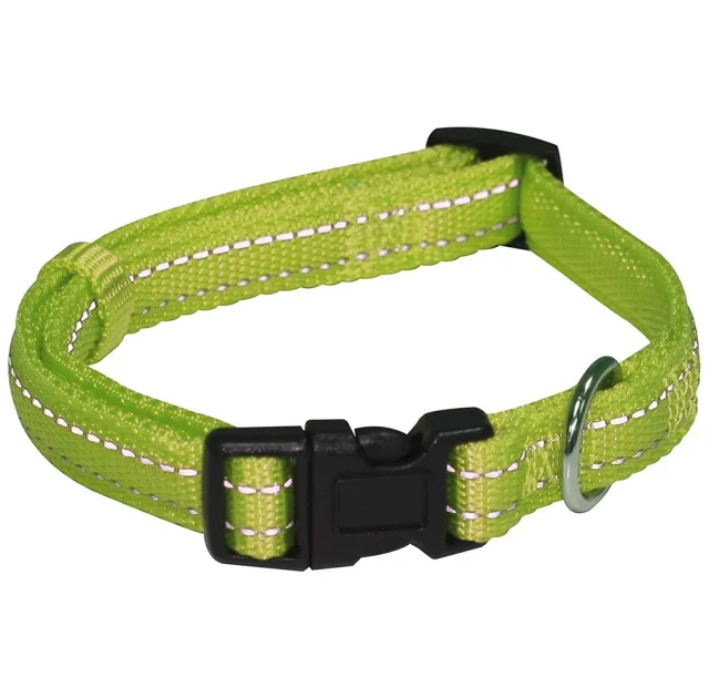 Нашийник Croci Soft Reflective для собак, світловідбиваючий, нейлон, зелений, 30-45×1.5 см