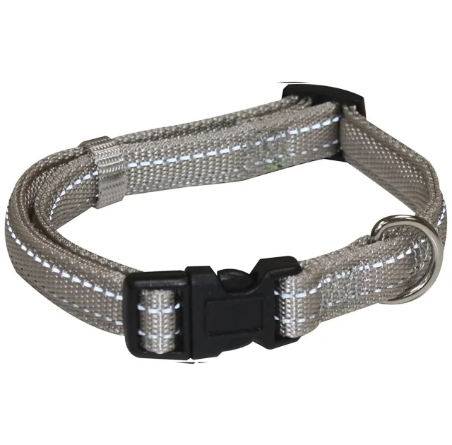 Нашийник Croci Soft Reflective для собак, світловідбиваючий, нейлон, сірий, 40-65×2.5 см
