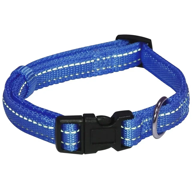Нашийник Croci Soft Reflective для собак, світловідбиваючий, нейлон, синій, 30-45×1.5 см
