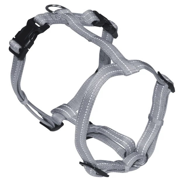 Шлея H-образная Croci Soft Reflective для собак, светоотражающая, нейлон, серая, 1×25-40 см