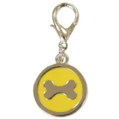 Металлический брелок Croci Косточка на ошейник, для собак, желтый, 25 мм