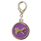 Металлический брелок Croci Косточка на ошейник, для собак, фиолетовый, 25 мм