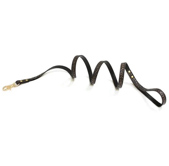 Повідець Croci Kalika Deco для собак, екошкіра, чорний, 1.5×120 см