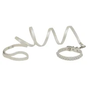 Ошейник+поводок Croci Vanity Pearls для собак и кошек, экокожа, размер XS, белый