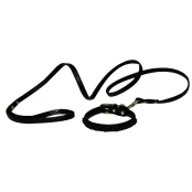 Ошейник+поводок Croci Vanity Pearls для собак и кошек, экокожа, размер XS, черный