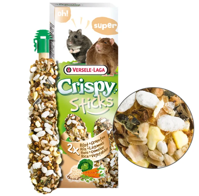 Лакомство Versele-Laga Crispy Sticks Rice&Vegetables для хомяков, крыс, мышей, 110 г