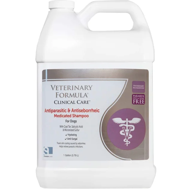 Шампунь Veterinary Formula Antiparasitic & Antiseborrheic Shampoo, для собак, с дегтем, серой, салициловой кислотой, 3.8 л