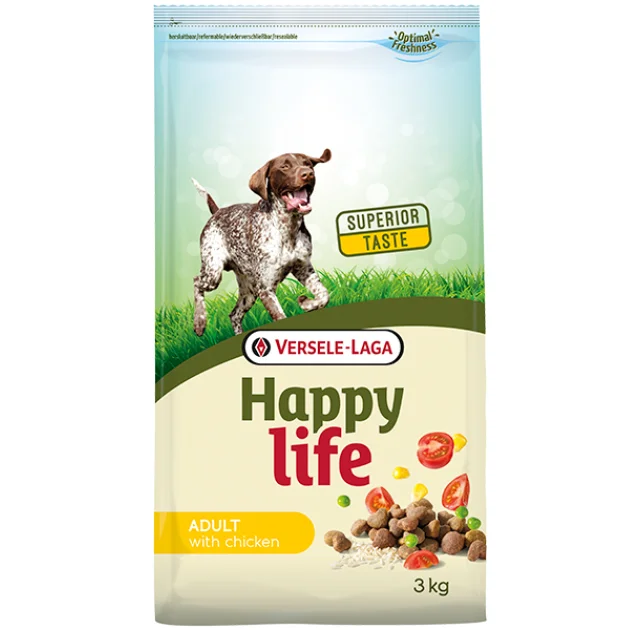 Сухой корм Happy Life Adult with Chicken для собак всех пород, с курицей, 3 кг