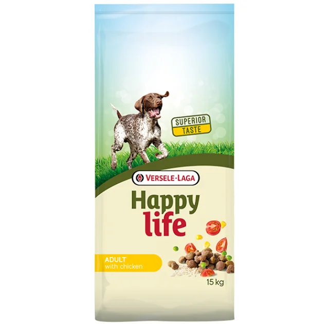 Сухой корм Happy Life Adult with Chicken для собак всех пород, с курицей, 15 кг