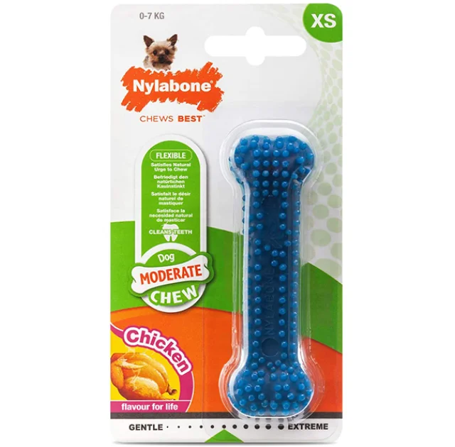 Игрушка кость жевательная Nylabone Moderate Chew Dental Bone XS, для собак до 7 кг