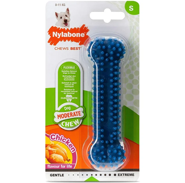Игрушка кость жевательная Nylabone Moderate Chew Dental Bone S, для собак до 11 кг