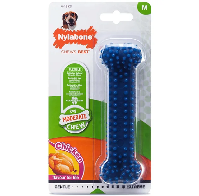 Игрушка кость жевательная Nylabone Moderate Chew Dental Bone M, для собак до 16 кг