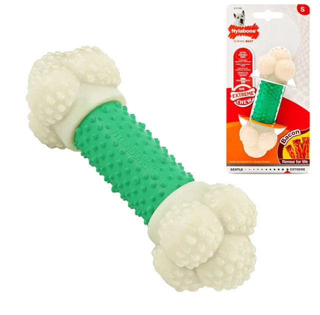 Игрушка жевательная Nylabone Extreme Chew Double Action S, вкус бекона, для собак до 11 кг