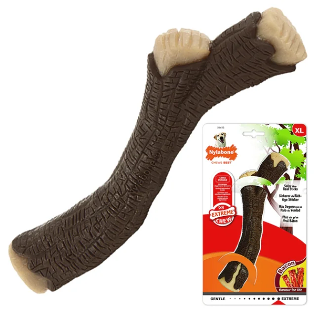 Игрушка Nylabone Extreme Chew Wooden Stick XL, вкус бекона, для собак до 23 кг