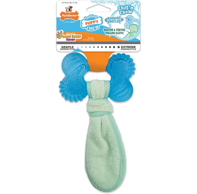 Игрушка Nylabone Puppy Chew Freezer Bone with Washcloth M, для щенков до 11 кг