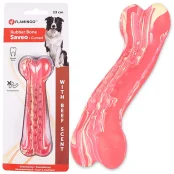 Игрушка жевательная Flamingo Rubber Saveo Curved Bone Beef, вкус говядины, для собак, 13×4 см