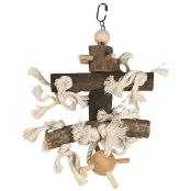 Игрушка Flamingo Cage Hanger Wood With Pinball, для птиц, 18×18×28 см