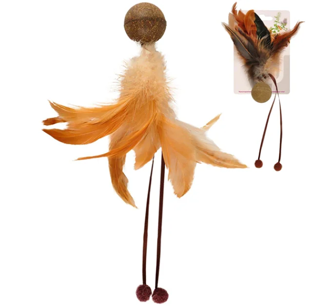 Іграшка Flamingo Catnip Ball & Feather, м'яч з котячої м'ятою, для кішок