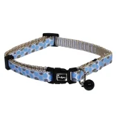 Нашийник Croci Pois зі дзвіночком, для котів, нейлон, регульований, чорний/блакитний, 21-33x1 см