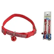 Нашийник+поводок Croci Mini Picnic для собак, з дзвіночком, нейлон, червоний, 16-24×0.8 см/0.8×120 см