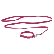 Нашийник+поводок Croci Mini для собак дрібних порід, нейлон, рожевий, 16-24×0.8 см/0.8×120 см