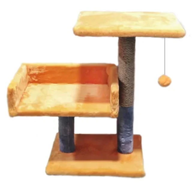 Когтеточка Пушистики для кошек, с 2-х этажным диваном, джут, оранжевый, 30×38×50 см