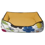 Диван Croci Cozy Flo для собак, прямокутний, квітковий принт, помаранчевий, 70×60×20 см
