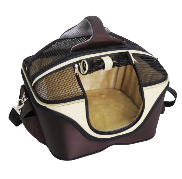 Сумка-лежак Croci Fast&Easy для собак и кошек до 12 кг, коричнево-бежевый, 42×33×29 см