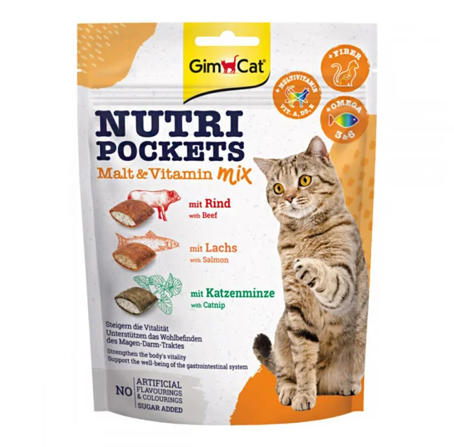 Лакомство GimCat Nutri Pockets Malt-Vitamin Mix, для кошек, 150 г