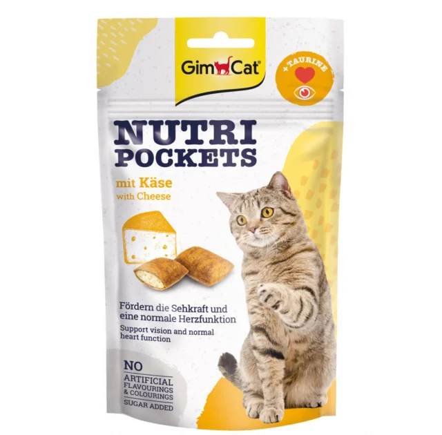 Лакомство GimCat Nutri Pockets с сыром и таурином, для кошек, 60 г