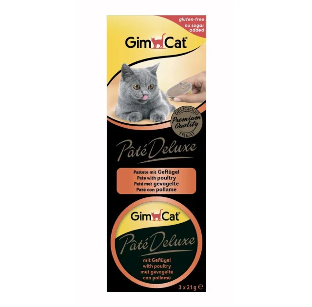 Лакомство GimCat Pate Deluxe паштет с мясом птицы, для кошек, 3×21 г