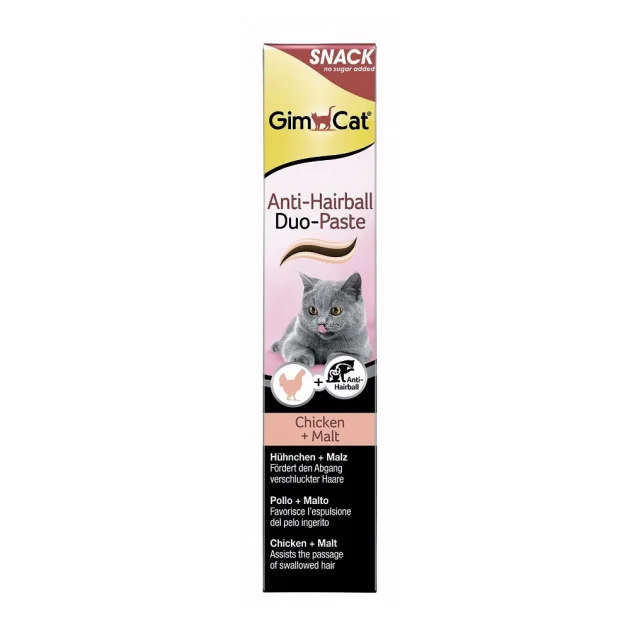 Паста GimCat Anti-Hairball Duo Paste Chicken + Malt, для виведення шерсті, для кішок, 50 г