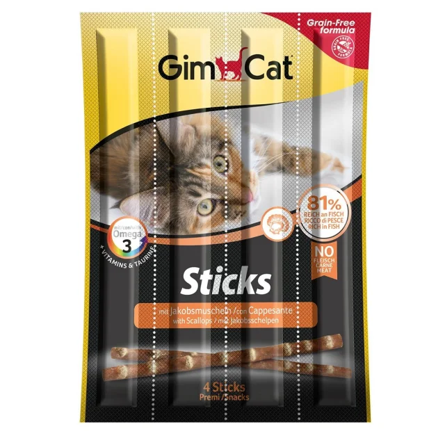 Лакомство GimCat Sticks, лосось, для кошек, 4 шт