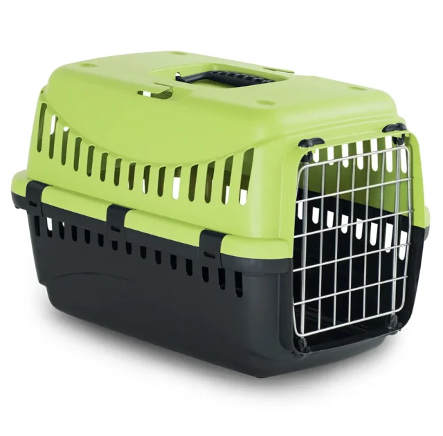 Переноска Bergamo Gipsy 2 Large Green для собак до 12 кг, металлическая дверь, чёрно-зелёный, 58×38×38 см