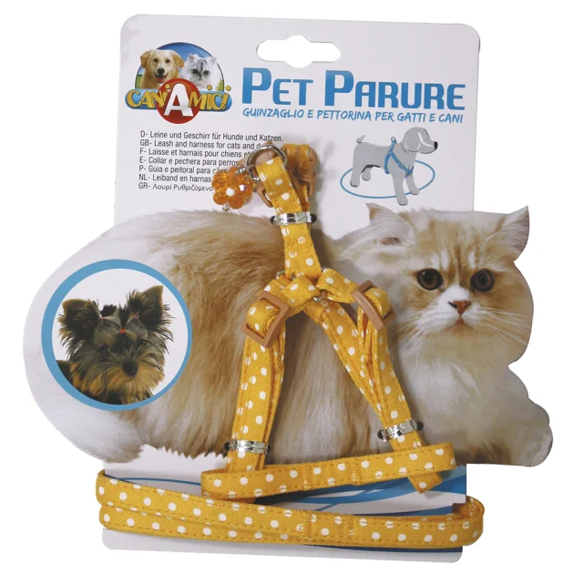 Набор ошейник с поводком Croci Gatto Pois для котов, нейлон, 23-33×1 см/120×1 см